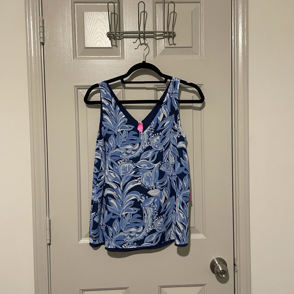 NWT Lilly Pulitzer Florin Reversible Top in “High Tide Navy/You’re the Zest”